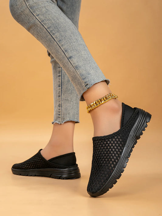Breathable Mesh Slip-Ons Black