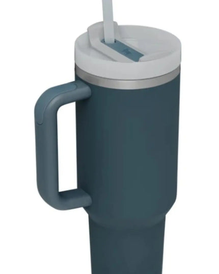 Stainless Steel Tumbler with Upgraded Handle and Straw Deep Teal One Size