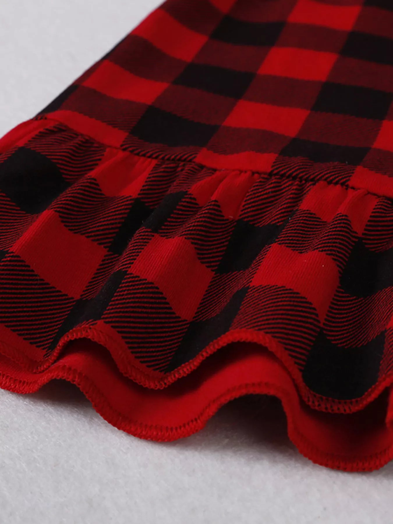 Children's Plaid Ruffle Hem Long Sleeve Dress