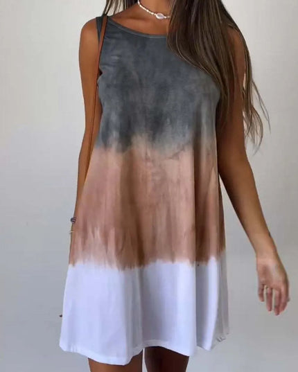 Full Size Tie-Dye Sleeveless Mini Tank Dress Plus Size 