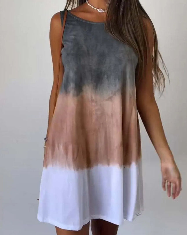 Full Size Tie-Dye Sleeveless Mini Tank Dress Plus Size 
