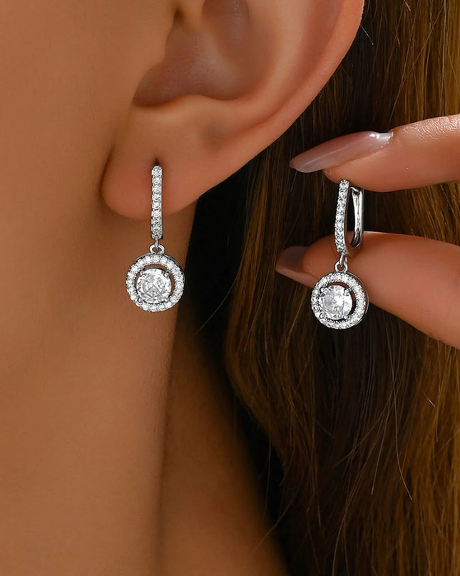 Stainless Steel Zircon Drop Earrings Silver One Size