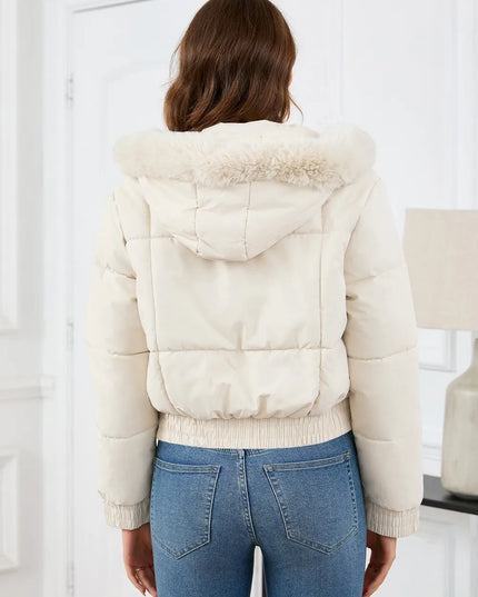 Pocketed Long Sleeve Cropped Hooded Winter Coat