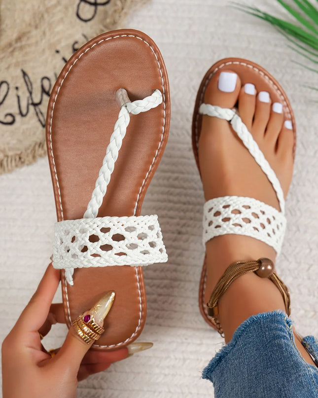 Braided Strap Flat Sandals 