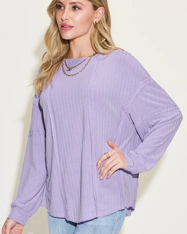 Basic Bae Full Size Ribbed Round Neck Long Sleeve T-Shirt