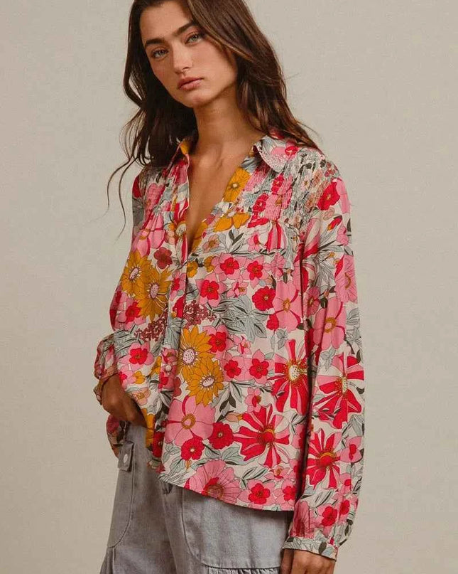 BiBi Woven Floral Printed Shirt Top