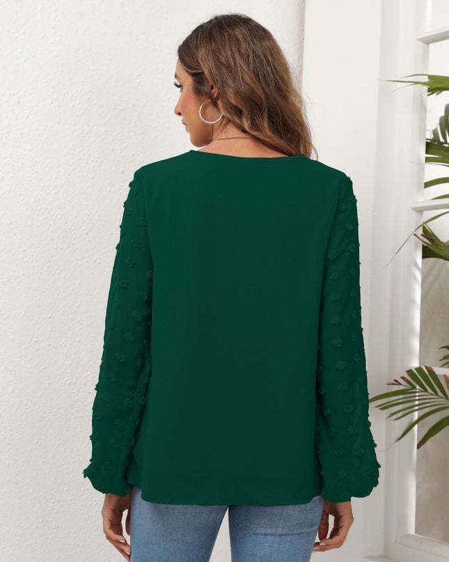 Swiss Dot Balloon Sleeve Blouse