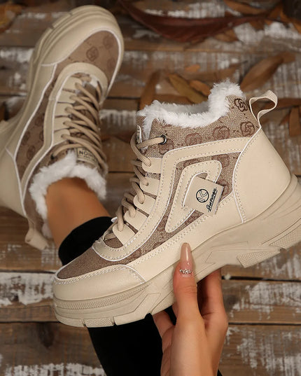 High-Top Platform Chunky Sneaker Boots with Lace-Up