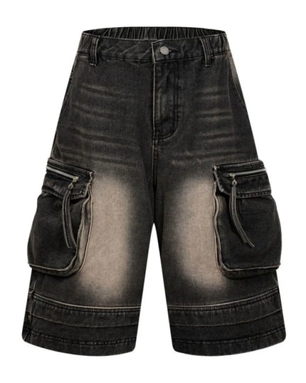 Men's Cargo Denim Shorts Black