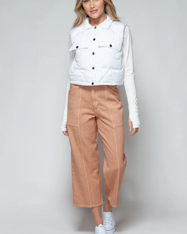 Snobbish Snap Down Quilted Crop Vest