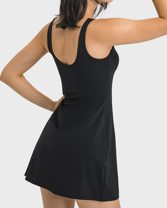Millennia Square Neck Sports Tank Dress with Full Coverage Bottoms