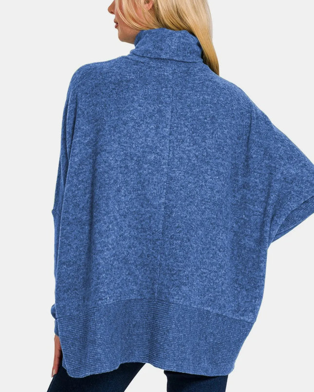 Zenana Full Size Brushed Melange Hacci Turtleneck Sweater