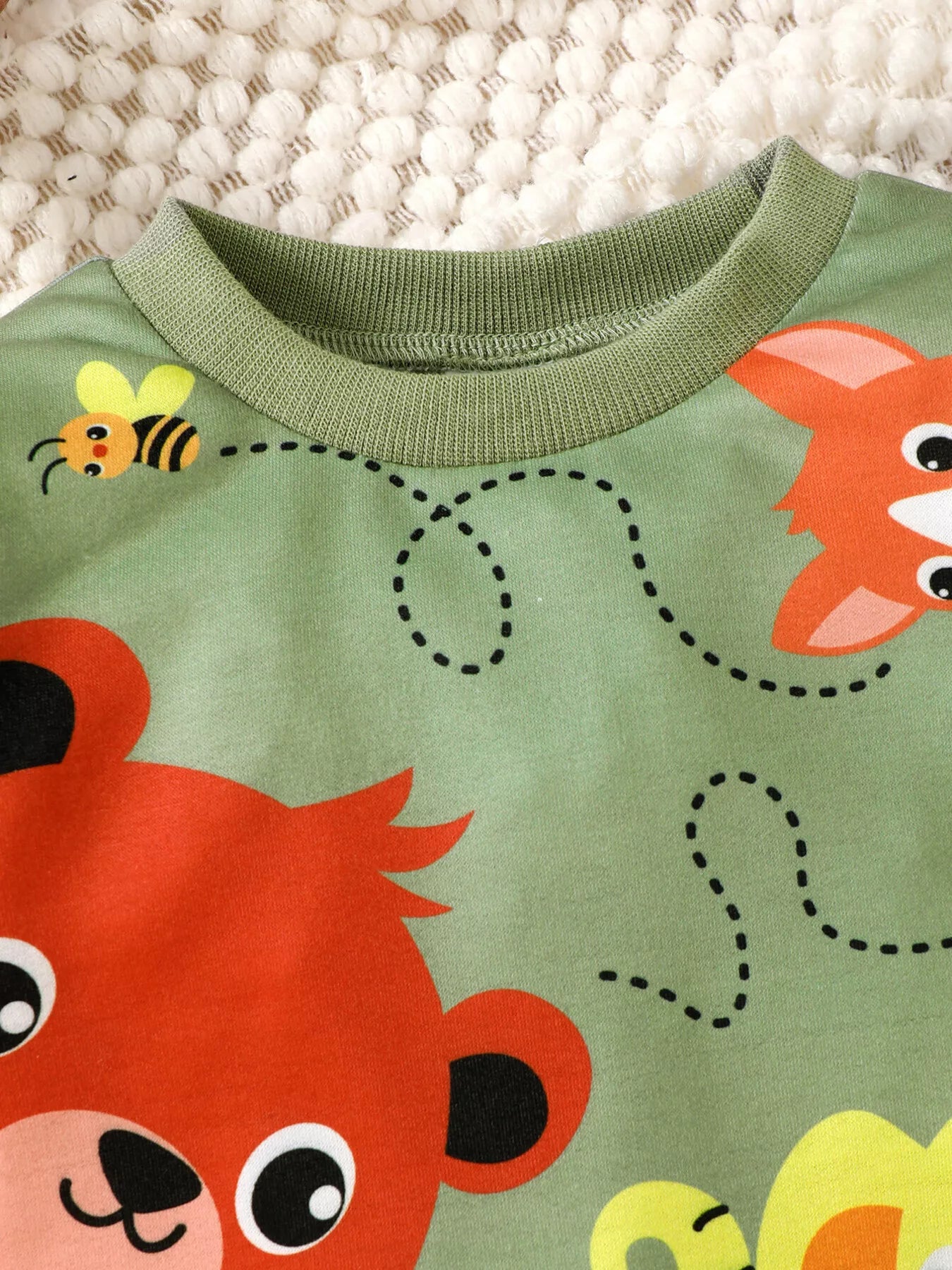Children's Cartoon Animal Print Sweatshirt & Jeans Set