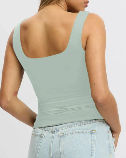 Square Neck Wide Strap Tank 