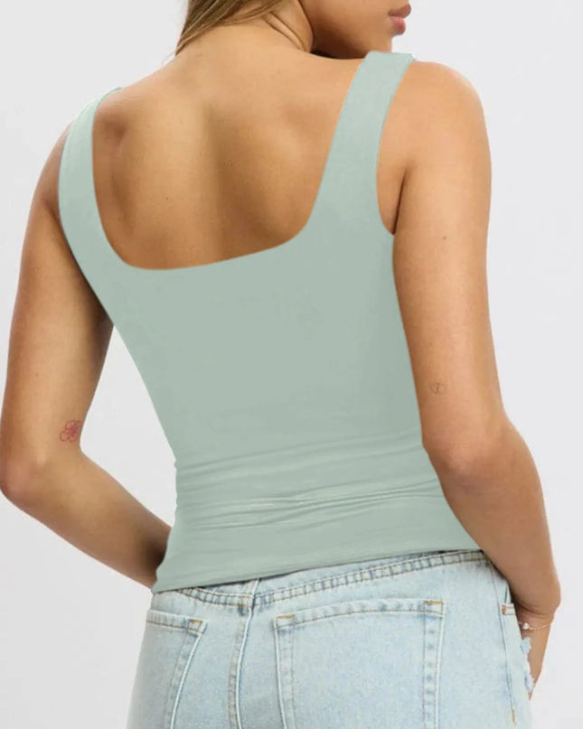 Square Neck Wide Strap Tank 