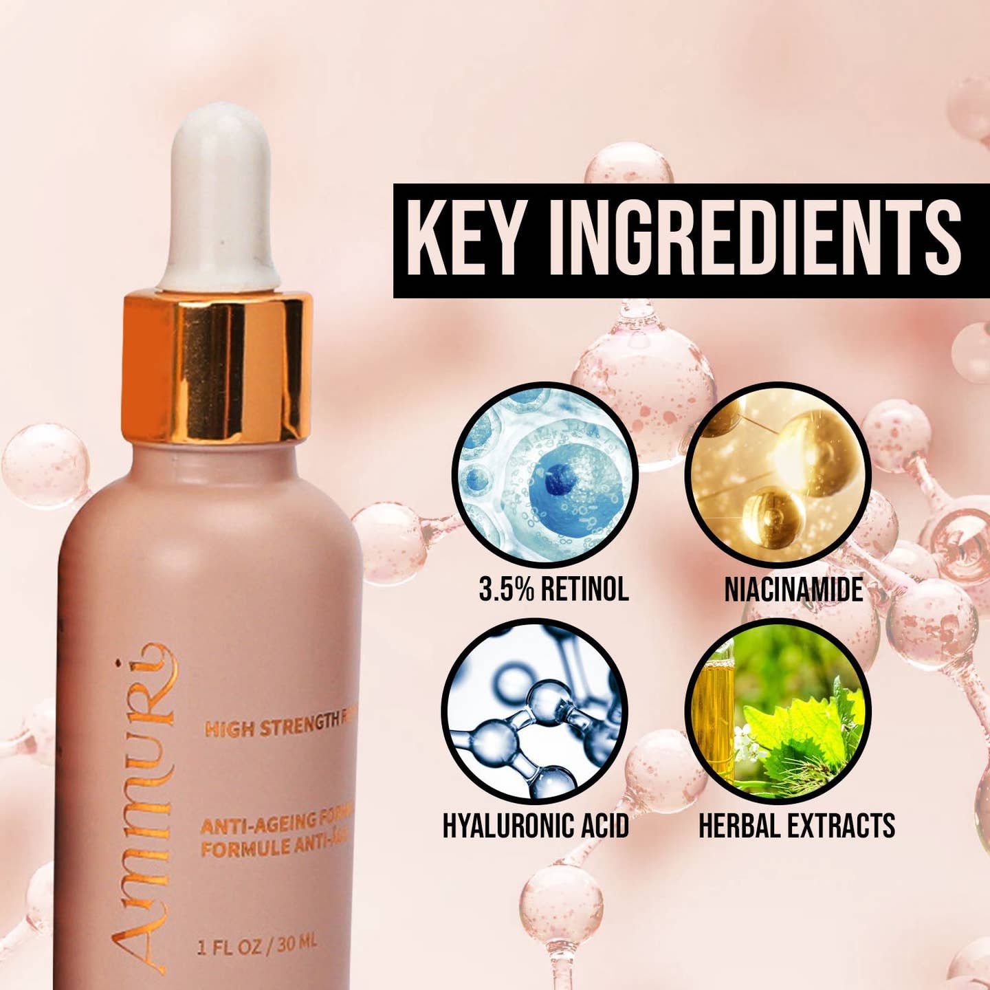 High Strength Retinol 3.5% Serum, Face Lift Cell Renew Retinol Serum, Age Perfect Anti-Oxidant Anti Aging Face Serum - Unisex Skin Care Acne Formula - 30ml