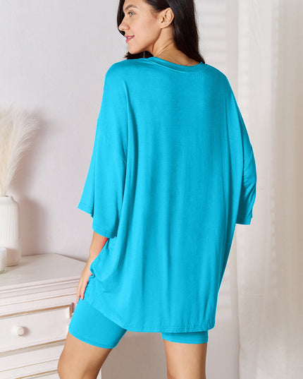 Basic Bae Full Size Soft Rayon Three-Quarter Sleeve Top and Shorts Set