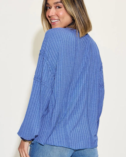 Basic Bae Full Size Ribbed Round Neck Long Sleeve T-Shirt