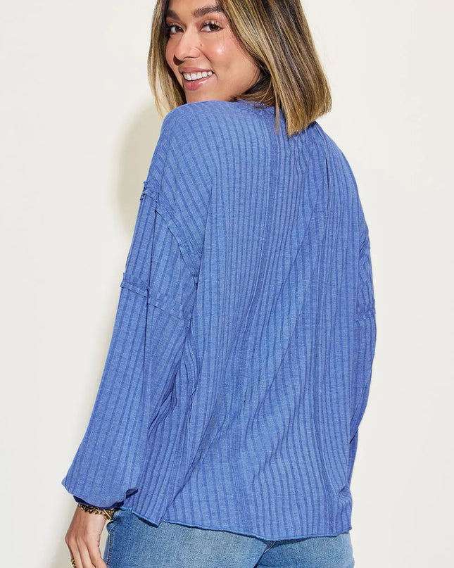 Basic Bae Full Size Ribbed Round Neck Long Sleeve T-Shirt