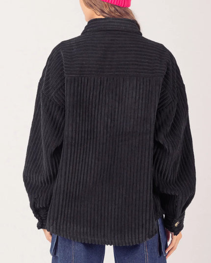 Button Up Long Sleeve Corduroy Jacket