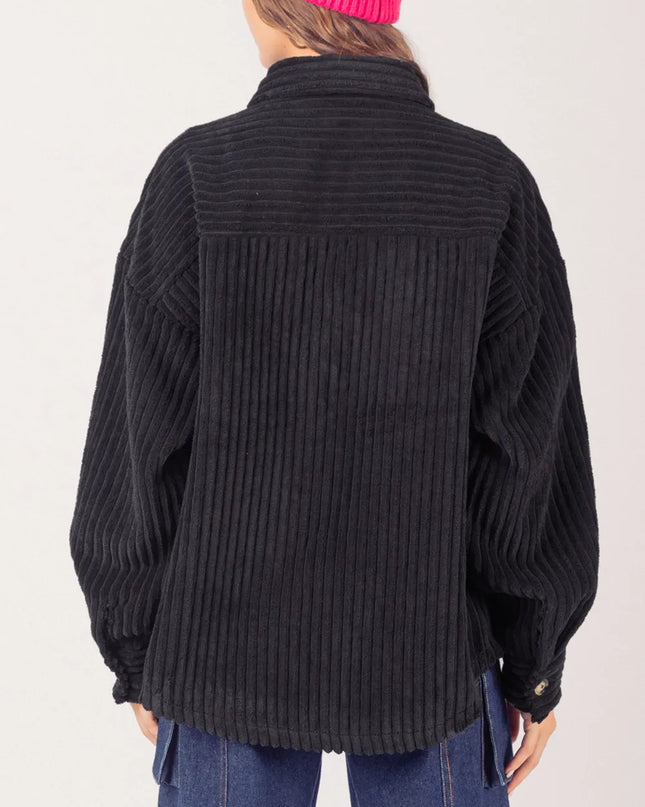 Button Up Long Sleeve Corduroy Jacket