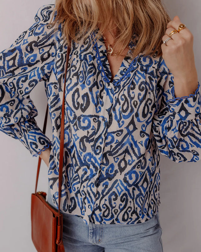Paisley Print Long Sleeve Blouse