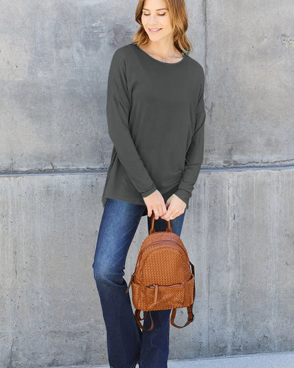 Basic Bae Full Size Round Neck Dropped Shoulder T-Shirt