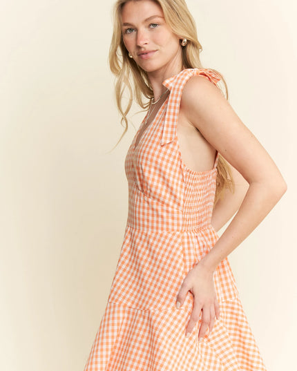 Jade By Jane Sleeveless Gingham Print Tiered Midi Dress