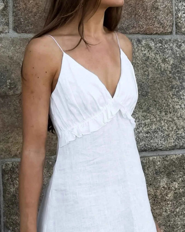 Ruffled V-Neck Maxi Dress