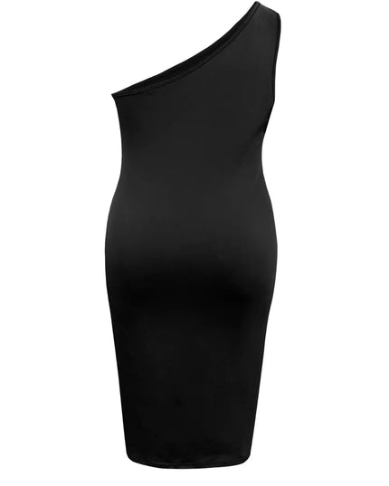 Plus Size Twisted One Shoulder Sleeveless Midi Dress 