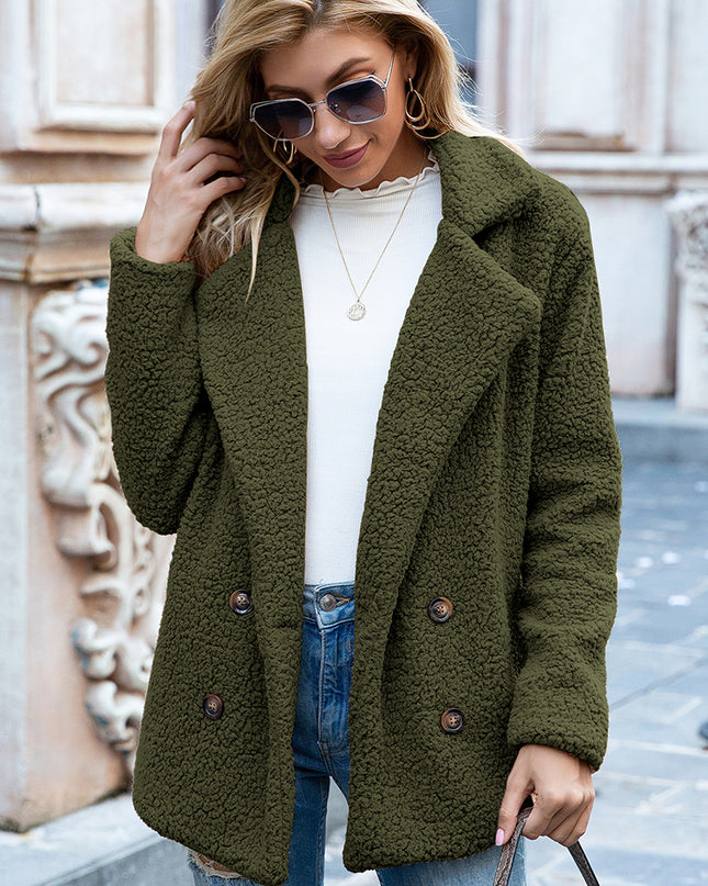 Ivy Lane Full Size Lapel Collar Sherpa Coat