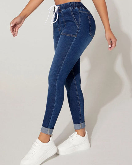 Drawstring Cropped Jeans