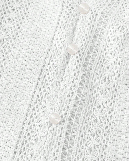 Crochet Notched Button-Front Shirt