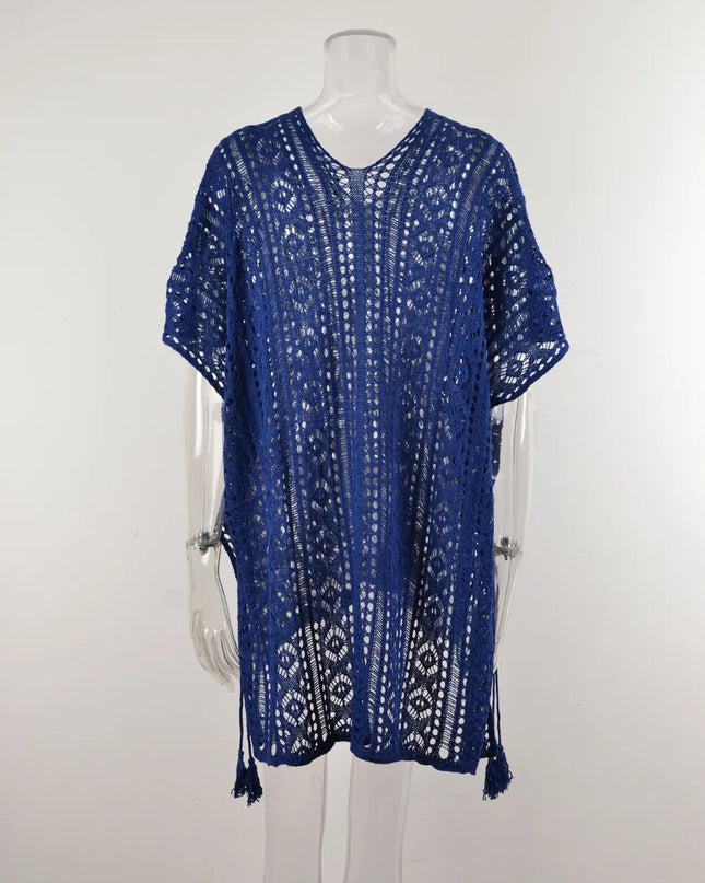 Angel Wings Cutout V-Neck Cover-Up with Tassel 