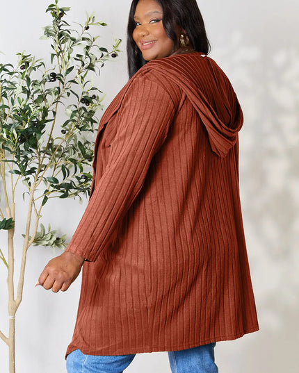 Basic Bae Full Size Hooded Sweater Cardigan