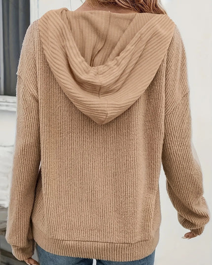 Drawstring Button Front Hoodie