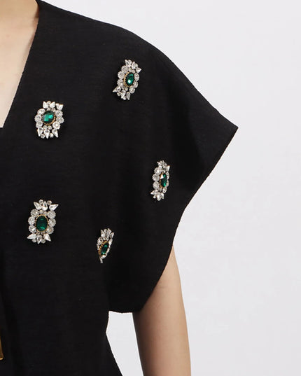 Plus Size Rhinestone Relaxed Fit Vest Coat