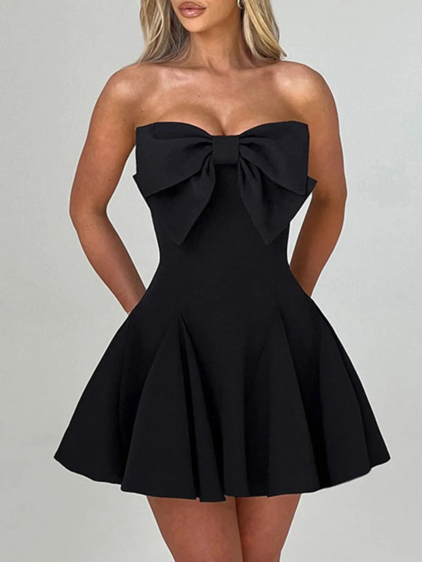 Bow Tube A-Line Mini Dress