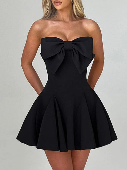 Bow Tube A-Line Mini Dress