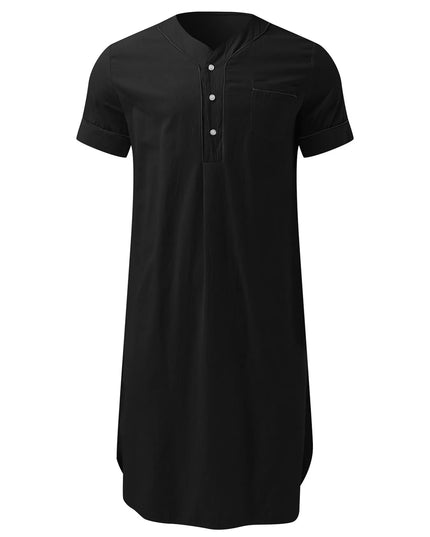 Men's Full Size Button Detail Short Sleeve Lounge Dress Plus Size