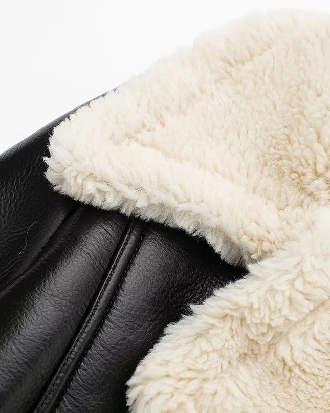 Collared Neck Long Sleeve Plush Cropped Jacket