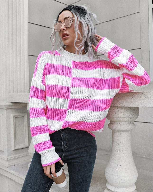 Two-Tone Dropped Shoulder Sweater