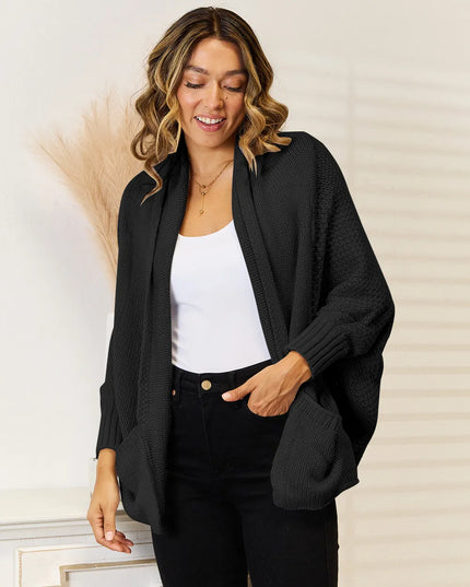 Angel Wings Open Front  Cardigan with Pockets 