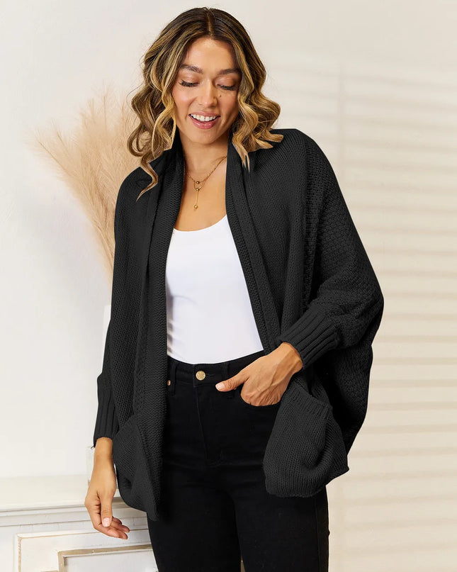Angel Wings Open Front  Cardigan with Pockets 