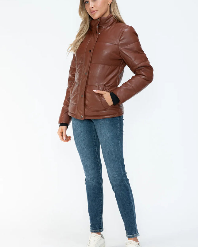 YMI Pocketed Zip Up Turtleneck Puffer Jacket