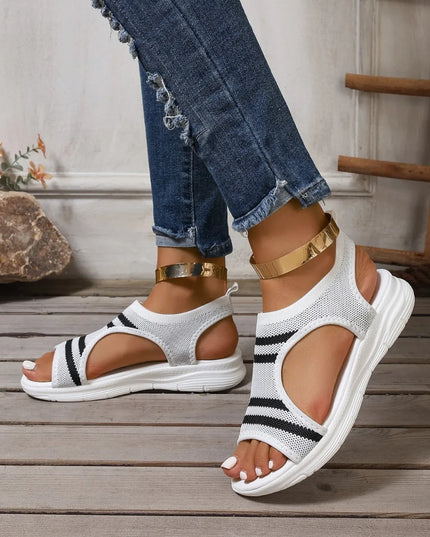 Cutout Mesh Peep Toe Sandals 