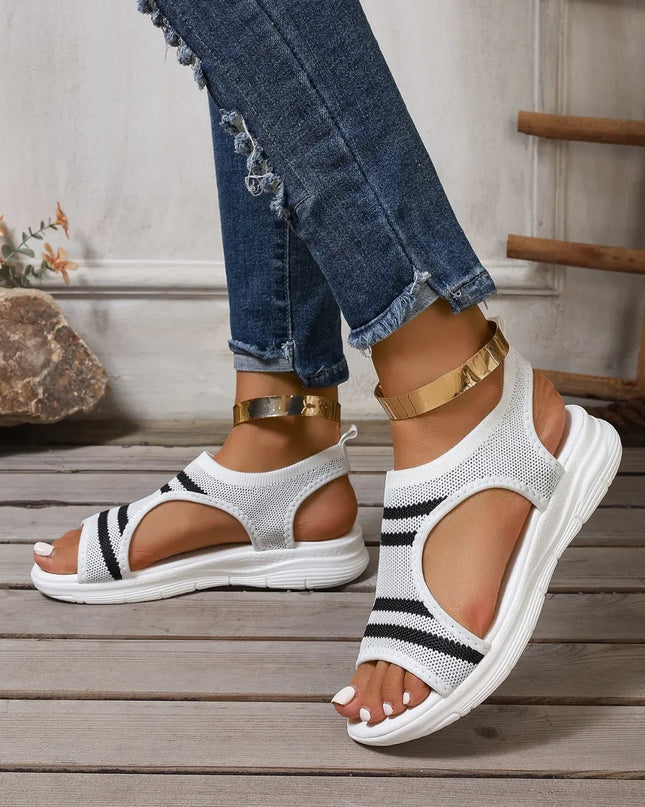 Cutout Mesh Peep Toe Sandals 