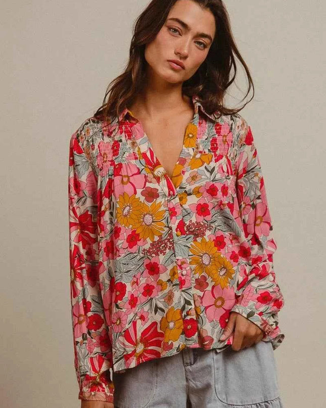 BiBi Woven Floral Printed Shirt Top