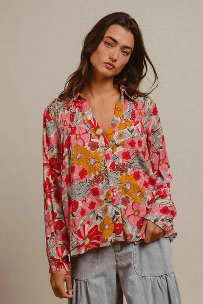 BiBi Woven Floral Printed Shirt Top