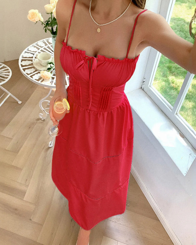 Smocked Back Tie Front Cami Dress